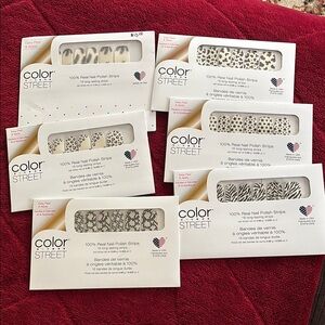 Lot of 6 clear overlay with design Color Street Black and White Nail Art Strips